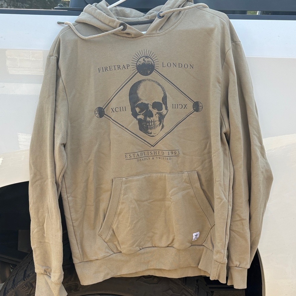 Firetrap Men's Khaki Graphic Hoodie Sweatshirt XL